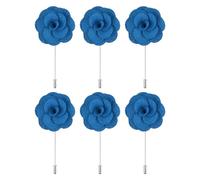 QUARKZMAN 6 Piezas de Boutonnieres de Rosa con Alfileres 3.5"x1.6" para Hombres Ceremonia de Boda Aniversario Cena Formal Fiesta Decoración de Traje Azul