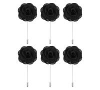 QUARKZMAN 6 Piezas de Boutonnieres de Rosa con Alfileres 3.5"x1.6" para Hombres Ceremonia de Boda Aniversario Cena Formal Fiesta Decoración de Traje Negro