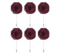 QUARKZMAN 6 Piezas de Boutonnieres de Rosa con Alfileres 3.5"x1.6" para Hombres Ceremonia de Boda Aniversario Cena Formal Fiesta Decoración Traje Vino Rojo
