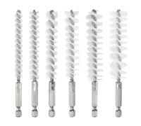 QUARKZMAN 6 Piezas de Cepillo de Nylon para Orificios de 8/10/12/15/17/19mm de Diámetro Cepillo de Alambre Retorcido para Limpiar Tubos con Mango y Vástago Hexagonal de 1/4"