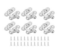 QUARKZMAN 6 Piezas de Cierre Vintage, 27 x 32mm Mini Cierre de Brazo Oscilante Izquierdo con Gancho y Tornillos para Caja de Joyería, Maleta, Caja de Herramientas, Color Plata