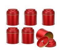 QUARKZMAN 6 Piezas De Latas De Té Con Tapas Dobles Herméticas, Pequeñas Latas Redondas De 8 Oz, Recipientes De Cocina Para Té, Café, Dulces Y Especias, Color Rojo