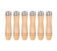 QUARKZMAN 6 Piezas de Mango de Lima de Madera de 4.25 Pulgadas con Agujero Redondo de 5 mm y Asas Ergonómicas con Collar Metálico para Limas de Metal de 8 Pulgadas