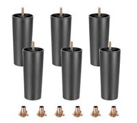 QUARKZMAN 6 Piezas De Patas De Muebles De Plástico, 2.64" x 6.3" Patas De Sofá De Reemplazo con Tornillos Colgantes M8 para Silla Sofá Tocador Gabinetes Cama, Negro