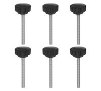 QUARKZMAN 6 piezas de Pomos de sujeción moleteados Tornillos de pulgar M6 x 60 mm Rosca macho métrica Cabeza de plástico mate de 28 mm Perno de acero inoxidable 304 Manija, negro