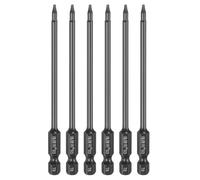 QUARKZMAN 6 Piezas De Punta T6 Torx Con Vástago Hexagonal De 1/4" Longitud 100mm/4" Acero S3 Magnético A Prueba De Manipulación Cabeza Estrella De 6 Puntas Puntas Negro