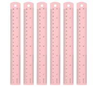QUARKZMAN 6 Piezas De Regla Metálica Recta 20cm Métrica SAE Reglas De Medición De Aleación De Aluminio Herramienta De Escala Con Agujero Para Medir Estudiar Leer Aula Oficina Rosa