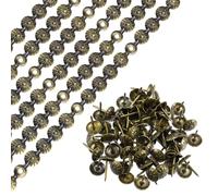 QUARKZMAN 6 Piezas de Tiras de Tachuelas para Tapicería, 1 Metro de Adornos Florales Decorativos para Sofá Cabecero Silla Muebles con Clavos de Tapicería (11Mm Bronce)