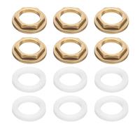 QUARKZMAN 6 Piezas de Tuercas de Bloqueo de Latón para Conexiones de Tuberías, Tuerca de Bloqueo Hexagonal Hembra BSP de 3/8 de Pulgada, Tuerca de Bloqueo de Grifo de Orificio Único