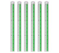 QUARKZMAN 6 Piezas Regla Metálica Recta 30 Cm Métrica SAE Aleación De Aluminio Reglas De Medir Escala Herramienta Con Agujero Para Medir Estudiar Leer Aula Oficina Verde