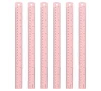 QUARKZMAN 6 Piezas Regla Recta De Metal 30 Cm Métrica SAE Aleación De Aluminio Reglas De Medir Escala Herramienta Con Agujero Para Medir Estudiar Leer Aula Oficina Rosa