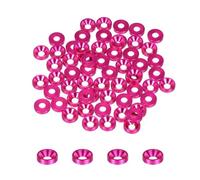 QUARKZMAN 60 arandelas avellanadas M3, aleación de aluminio anodizado de 8 mm/0,31", juntas de cabeza para tornillos RC/FPV/PC/piezas de accesorios para drones, rosa fuerte