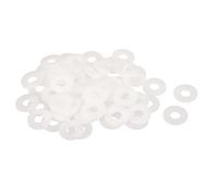 QUARKZMAN 60 Pcs Arandelas Planas, Pasacables de Nylon M10 10Mm Id 25Mm Od 2Mm de Grosor Arandelas de Goma Plástica Junta de Hoja de Fijación Espaciador de Sellado Anillo, Blanco