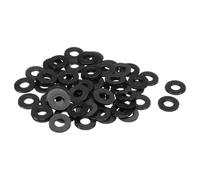 QUARKZMAN 60 Pcs Arandelas Planas, Pasacables de Nylon M8 8Mm Id 19Mm Od 2Mm de Espesor Arandela Lisa Arandelas Plástico para Juntas de Hojas de Plástico Espaciador de Sellado Anillo, Negro