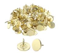 QUARKZMAN 60 Piezas de Clavos de Tapicería, Clavo de Pulgar de Cabeza Plana de 11mmx10mm para Muebles Decorativos, Alfileres de Empuje para Sofás, Cabeceros de Cama, Dorados