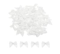 QUARKZMAN 60 Piezas Mini White Ribbon Bow with Pearl 1" Ribbon Flowers Appliques for Craft DIY Hair Bow Sewing Wedding Party Christmas Decoration