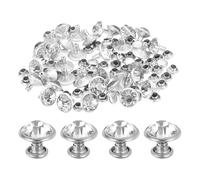 QUARKZMAN 60 Sets de Remaches de Estrás, Remaches de Cuero de 11mm, Remaches de Cristal, Remaches de Doble Tapa Rápidos para Manualidades de Cuero DIY, Ropa, Cinturones, Bolsos, Plata Claro