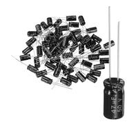 QUARKZMAN 60Pcs 47uF 50V 6x11mm Condensador Electrolítico, 105C Alta Temperatura Terminales Radiales Condensadores Aluminio TVs, Monitor LCD, VCD, Negro