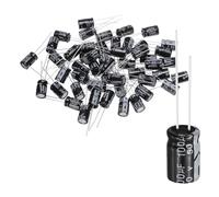 QUARKZMAN 60Pcs Condensador Electrolítico Aluminio 100uF 50V 8x12mm, 105C Alta Temperatura Terminales Radiales TVs, Monitor LCD, VCD, Negro