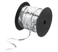 QUARKZMAN 6mm 98 Yardas Plano Lentejuelas Tira, Lentejuelas Cuerda Carrete Rollo Costura Cuerda Cinta para Flecos Costura Bricolaje Proyectos, Plata