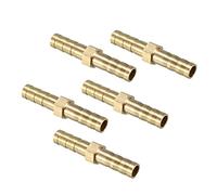 QUARKZMAN 6mm Diámetro Recto Latón Espiga Manguera Montaje x 5uds Recto Conector Acoplador para Manguera Conexión, Conector de Lengüeta de Latón [Dorado Tono]