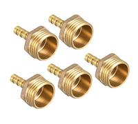 QUARKZMAN 6mm Púas a G1/2 Macho Rosca Tubería x 5uds Recto Latón Espiga Manguera Accesorio para Aire Agua Combustible Neumática Manguera, Oro