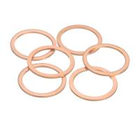 QUARKZMAN 6Pcs Arandela Plana, M24 Arandelas Cobre Anillo Sellado Cobre Kit Arandelas Aplastamiento Variedad, 24mm DI, 30mm DE, 1.5mm Espesor Para Pernos Tornillos Reparación Maquinaria