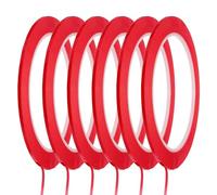 QUARKZMAN 6pcs Cintas Adhesivas para Pizarra Blanca, 2mm x 66m PET Fina Cinta Gráfico Marcado de Rejilla Grillas Línea Impermeable para Oficina Almacén Aula Posicionamiento, Rojo