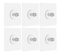 QUARKZMAN 6Pcs Ganchos Adhesivos para Pared, 2.8" Cuadrados Ganchos sin Taladro Impermeables Soportes Adhesivos Resistentes con Tuerca M6 para Estantes Colgantes de Baño/Cocina, 12mm