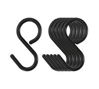 QUARKZMAN 6Pcs Ganchos en S de Plástico de 2.4" Ganchos en Forma de S Pequeños para Colgar en el Armario Ganchos para Barra para Colgar Utensilios de Cocina, Tazas, Plantas, Negro