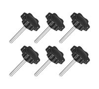 QUARKZMAN 6Pcs M4 x 30mm Perillas de Estrella, Perilla de Apriete de Plástico en Forma de Hexágono para Reemplazo de Tornillo de Apriete Manual para Base de Sombrilla