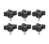 QUARKZMAN 6pcs Perillas de Estrella M6 x 10mm Rosca Macho Plástico Perilla de Sujeción de Tornillo de Apriete Manual de Repuesto, Negro