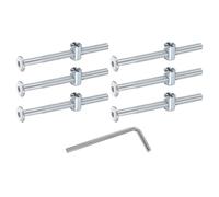 QUARKZMAN 6Pcs Pernos Para Marco Cama, M6 x 75mm Tornillos Cabeza Hexagonal Con Tuercas Barril Pernos Para Literas Tornillos Muebles Con Cabeza Forma Arroz Y Tuerca Barril Y Llave, Plateado