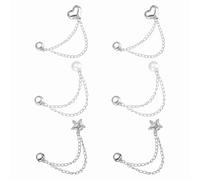 QUARKZMAN 6Pcs Pines Magnéticos para Ropa, Pinzas en Forma de Corazón/Estrella/Perla, Clips Bontones Magnéticos de Metal con Cadena para Hiyab, Pañuelos, Pantalones y Broches, Plateado
