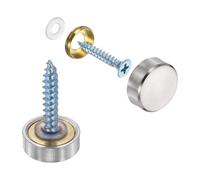 QUARKZMAN 6Pcs Tapas De Tornillos 6 Piezas De Tapas Decorativas De Tornillos De Latón Espejo Plano Para Herrajes De Señalización Construcción Y Publicidad Diámetro 14mm Plata Cepillada