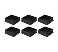 QUARKZMAN 6Pcs Tapones Cuadrados para Patas de Silla de PVC, 100mm x 100mm OD, Tapas Negras para Pies de Muebles, Protectores de Piso para Mesa, Gabinete y Cama