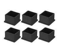 QUARKZMAN 6Pcs Tapones Cuadrados para Patas de Silla de PVC, 35mm x 35mm OD, Tapas Negras para Pies de Muebles, Protectores de Piso para Mesa, Gabinete y Cama