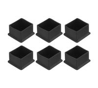 QUARKZMAN 6Pcs Tapones Cuadrados para Patas de Silla de PVC, 40mm x 40mm OD, Tapas Negras para Pies de Muebles, Protectores de Piso para Mesa, Gabinete y Cama