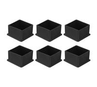 QUARKZMAN 6Pcs Tapones Cuadrados para Patas de Silla de PVC, 47mm x 47mm OD, Tapas Negras para Pies de Muebles, Protectores de Piso para Mesa, Gabinete y Cama