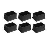 QUARKZMAN 6Pcs Tapones Cuadrados para Patas de Silla de PVC, 60mm x 40mm OD, Tapas Negras para Pies de Muebles, Protectores de Piso para Mesa, Gabinete y Cama