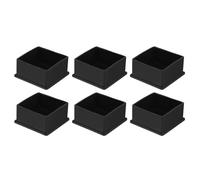 QUARKZMAN 6Pcs Tapones Cuadrados para Patas de Silla de PVC, 60mm x 60mm OD, Tapas Negras para Pies de Muebles, Protectores de Suelo para Mesa, Gabinete y Cama