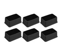 QUARKZMAN 6Pcs Tapones Cuadrados para Patas de Silla de PVC, 75mm x 45mm OD, Tapas Negras para Pies de Muebles, Protectores de Piso para Mesa, Gabinete y Cama