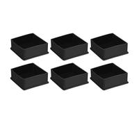 QUARKZMAN 6Pcs Tapones Cuadrados para Patas de Silla de PVC, 75mm x 75mm OD, Tapas Negras para Pies de Muebles, Protectores de Piso para Mesa, Gabinete y Cama