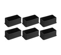 QUARKZMAN 6Pcs Tapones Cuadrados para Patas de Silla de PVC, 80mm x 40mm OD, Tapas Negras para Pies de Muebles, Protectores de Piso para Mesa, Gabinete y Cama