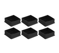 QUARKZMAN 6Pcs Tapones Cuadrados para Patas de Silla de PVC, 80mm x 80mm OD, Tapas Negras para Pies de Muebles, Protectores de Piso para Mesa, Gabinete y Cama