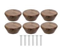 QUARKZMAN 6Pcs Tirador Redondo De Madera Para Cajón, 1 3/4" Diámetro Tirador De Cómoda De Cabeza Plana Tiradores De Madera Con Tornillos Para Muebles Cajón Cómoda Armario Alacena, Nogal