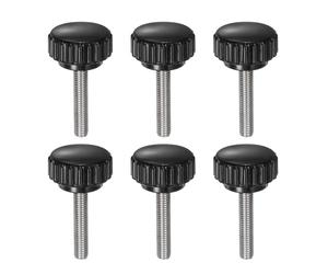 QUARKZMAN 6pcs Tornillo Moleteado, M5x25mm Tornillo de Pulgar de Rosca Macho Pomos de Sujeción Moleteados Métricos de Acero Inoxidable Perilla de Perno de Estudio Tornillo de Apriete, Negro