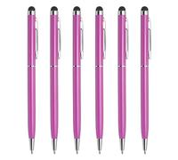 QUARKZMAN 6uds Metal Óptico Lápiz Pluma Bolígrafo Pluma 2 en 1 Universal Retráctil Tinta Pluma con Óptico Lápiz Puntas para Todos Capacitivo Táctil Pantalla Dispositivo, Rosa Rojo