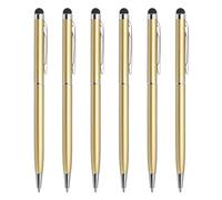 QUARKZMAN 6uds Metal Óptico Lápiz Pluma Bolígrafo Pluma 2 en 1 Universal Retráctil Tinta Pluma con Óptico Lápiz Puntas para Todos Capacitivo Táctil Pantalla Dispositivo, Oro