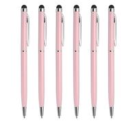 QUARKZMAN 6uds Metal Óptico Lápiz Pluma Bolígrafo Pluma 2 en 1 Universal Retráctil Tinta Pluma con Óptico Lápiz Puntas para Todos Capacitivo Táctil Pantalla Dispositivo, Rosa